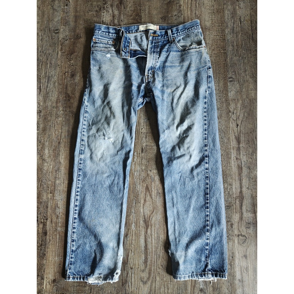 Levi's 505 Men's Jeans Blue, Straight Leg, Regular Fit, Distressed Denim 36/32